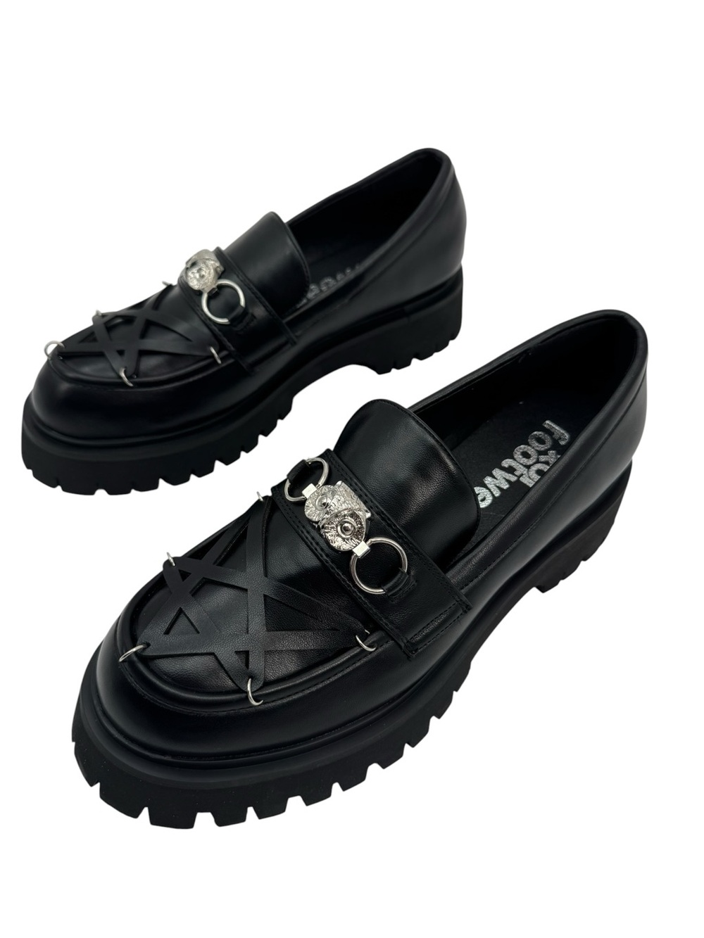 Koi Footwear Silent Dusk Owl Pentagram Chunky Loafers Women's Gothic Vegan 8 - Picture 3 of 7